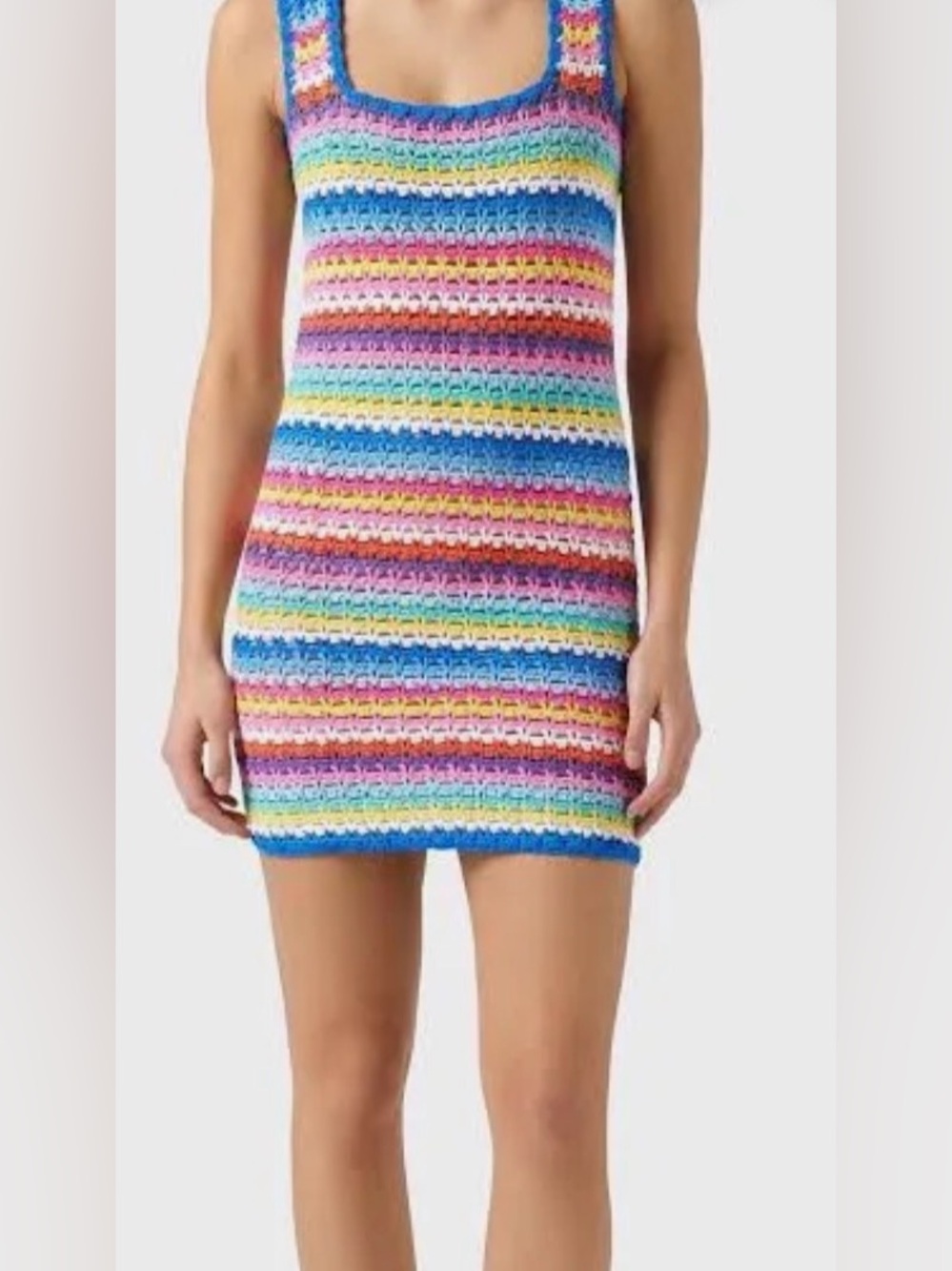 MC2 Saint Barth Multicolor Crochet Mini Dress - Blue, Pink, Yellow, Green